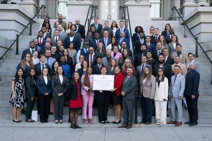 Schoonover at SVA Leadership Institute Brandon Schoonover (third row, center) is pictured with fellow participants in the Student Veterans of America Leadership Institute.
