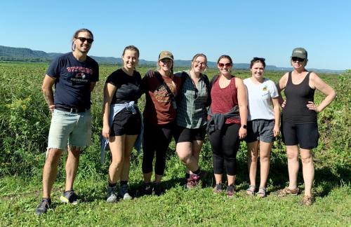 DEMSN Trempealeau hike Kiersch is pictured with DEMSN students on a hike in Trempealeau.