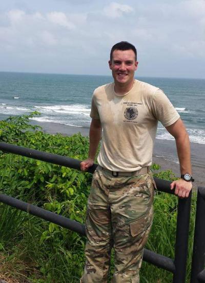 Adam Dickinson in Africa Adam Dickinson is pictured during his 2016 deployment to Gabon, Africa, where he took part in a two-month peacekeeping readiness exercise.