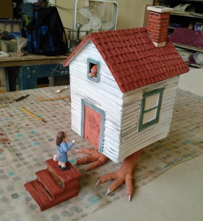 Frank Gosar sculpture, "Baba Yaga Takes an Apprentice"