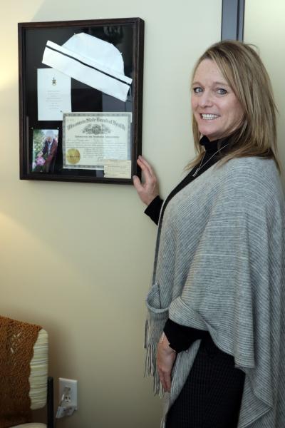Jenny Hedrick-Erickson in Viterbo University office