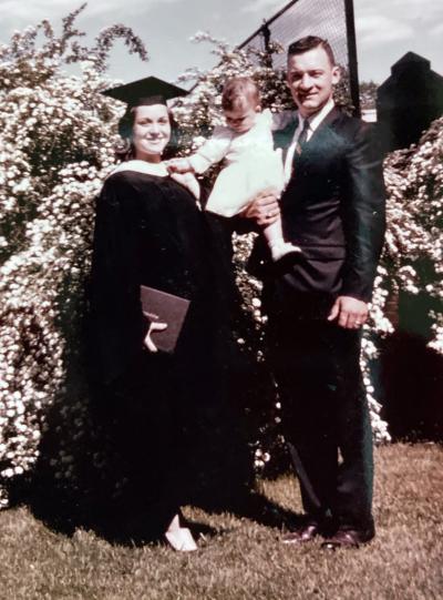 Brueggeman gradution.jpeg When Brueggeman graduated from Viterbo, she and her husband had one daughter, Lysette. Six days after commencement, the family was joined by a second daughter, Lorelle.